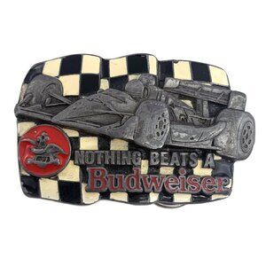 Budweiser Racing Belt Buckle Nothing Beats A Bud Pewter Indy Car Vintage 1992